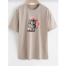 Pusula Sırt Baskılı Oversize Basic O Yaka Unisex T-Shirt