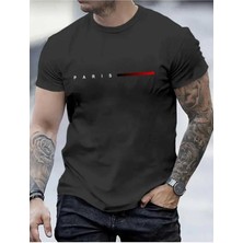 Malkoçbey Kısa Çizgi Paris Baskılı Oversize Unisex Basic T-Shirt