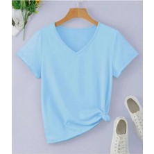 Malkoçbey Baskısız V Yaka  Oversize Unisex Basic T-Shirt