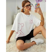 Malkoçbey Korsan Ayı Baskılı Oversize Unisex Basic T-Şihirt