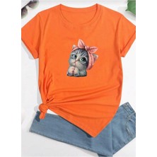 Pusula Sırt Baskılı Oversize Basic O Yaka Unisex T-Shirt