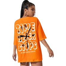 Malkoçbey Time Baskılı Oversize Basic T-Shirt