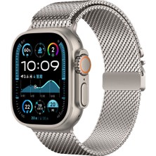 Kılıfolog Apple Watch Ultra 49MM Kflg KRD-121 Metal Hasır Kordon-Starlight