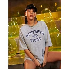 Malkoçbey Los Angeles Sırt  Baskılı O Yaka Oversize Unisex Swetşhirt