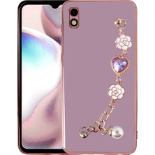 Kılıfolog Xiaomi Redmi 9A Kılıf El Tutamaçlı Kamera Korumalı Kflg Taka Silikon Kapak-Mor