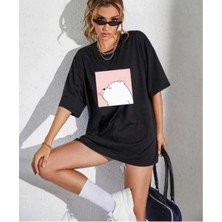 Malkoçbey Sevimli Ayı Baskılı Oversize Basic T-Shirt