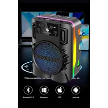 Taşınabilir Bluetooth Hoparlör – Rgb Işıklı, Extra Bass, Radyolu, Usb+Sd Girişli, Kablosuz Speaker
