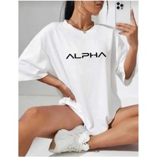 Malkoçbey Alpha Baskılı Oversize Basic T-Shirt