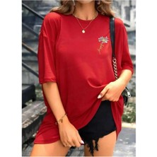 Malkoçbey Papatya Baskılı Oversize Unisex Basic T-Shirt