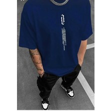 Gazete Baskılı Oversize Unisex O Yaka Basic T-Shirt