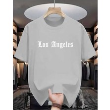 Malkoçbey Los Angeles Baskılı Oversize Unisex Basic O Yaka T-Shirt