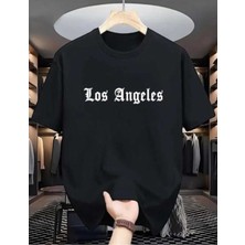 Malkoçbey Los Angeles Baskılı Oversize Unisex Basic O Yaka T-Shirt