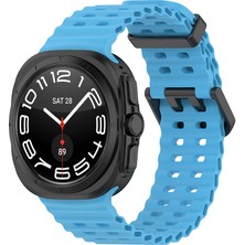 Kılıfolog Galaxy Watch Ultra 47MM Kflg KRD-118 Tırtıklı Tasarım Silikon Kordon-Mavi