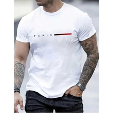 Malkoçbey Kısa Çizgi Paris Baskılı Oversize Unisex Basic T-Shirt