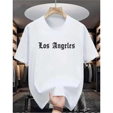 Malkoçbey Los Angeles Baskılı Oversize Unisex Basic O Yaka T-Shirt
