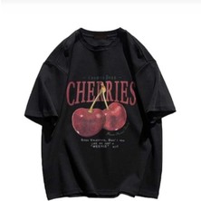 Malkocbey Cherrıes Baskılı Oversize Basic O Yaka T-Shirt