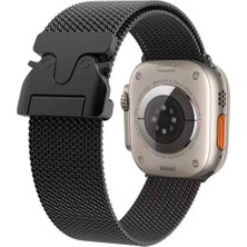 Kılıfolog Apple Watch 10 42MM Kflg Krd-25 Metal Hasır Kordon-Siyah