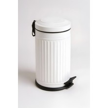 Eforeca Vintage Çöp Kovası Çizgili Beyaz 16 Lt