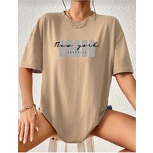 Malkoçbey Newyork Broklıyn Baskılı Oversize Unisex Basic T-Shirt