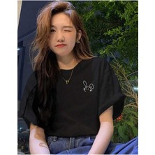 Malkoçbey  Küçük Tavşan  Detaylı Basic Oversize Unisex  T-Shirt