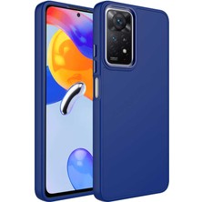 Xiaomi Redmi Note 11 Pro 5g Kılıf Metal Çerçeve ve Buton Tasarımlı Silikon Kflg Luna Kapak-Lacivert