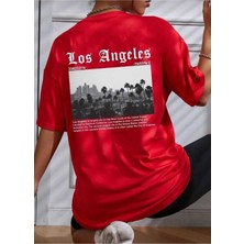 Los Angeles Sırt Baskılı O Yaka Oversize Unisex Basic T-Shirt
