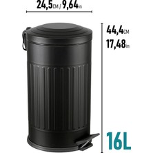 Eforeca Vintage Çöp Kovası Çizgili Siyah 16 Lt