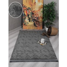 Modern Dekoratif Lara Dokuma Salon Oturma Odası Balkon Mutfak Halısı Koridor Halı Yolluk  9401D Antrasit