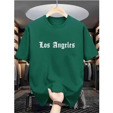 Malkoçbey Los Angeles Baskılı Oversize Unisex Basic O Yaka T-Shirt