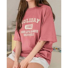 Malkoçbey  Holıday Baskılı Oversize Unisex Basic T-Shirt