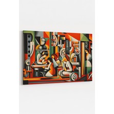 Modern Mekanik Kübizm Tablosu Soyut Sanat Kanvas Baskı %100 Pamuk Dokulu Premium Kalite