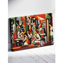 Modern Mekanik Kübizm Tablosu Soyut Sanat Kanvas Baskı %100 Pamuk Dokulu Premium Kalite