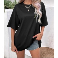 Malkoçbey Papatya Baskılı Oversize Unisex Basic T-Shirt