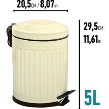 Eforeca Vintage 4'lü Çöp Kovası Banyo Seti Çizgili Krem