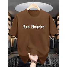 Malkoçbey Los Angeles Baskılı Oversize Unisex Basic O Yaka T-Shirt