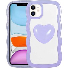 iPhone 11 Kılıf Renkli Kalp Figürlü Kflg Ponçik Kapak-Mor