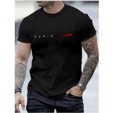 Malkoçbey Kısa Çizgi Paris Baskılı Oversize Unisex Basic T-Shirt