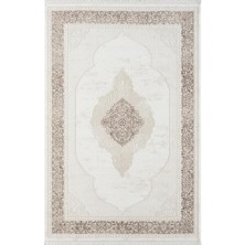 Karmen Halı Dark DK015A Bej Kahverengi Kenar Çerçeveli Göbekli Akrilik Tozuaz Modern Salon Halısı Koridor