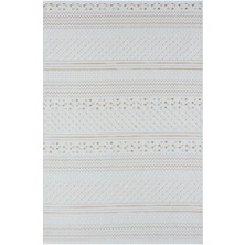 Karmen Halı Lotus Plus 08582A Beyaz Halı Bej Kilim Desenli Modern Ince Akrilik Tozuaz Salon Halısı Yatak Odası