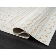 Karmen Halı Lotus Plus 08582A Beyaz Halı Bej Kilim Desenli Modern Ince Akrilik Tozuaz Salon Halısı Yatak Odası