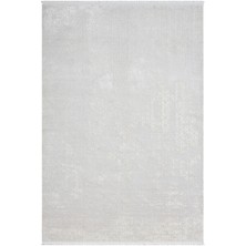 Karmen Halı Elegance EG014A Beyaz Halı Sedef Geometrik Detaylı Modern Viskon Doğal Iplik Bambu Halı Tozu Az
