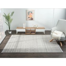 Karmen Halı Lotus 8575 Gri Iskandinav Desenli Modern Ince Akrilik Tozuaz Salon Yatak Odası Halısı  Koridor
