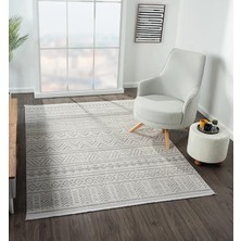 Karmen Halı Lotus 8575 Gri Iskandinav Desenli Modern Ince Akrilik Tozuaz Salon Yatak Odası Halısı  Koridor