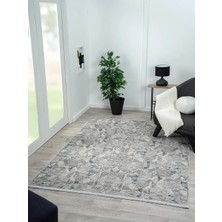 Karmen Halı Best 110 Gri Halı Spor Desen Lacivert Detaylı Ince Parlak Makinada Yıkanabilir Antialerjik Modern