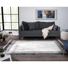 Karmen Halı Dark DK002G Gri Halı Antrasit Kenar Çerçeveli Akrilik  Modern Salon Halısı Yatak Odası