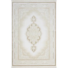 Karmen Halı Elegance Eg001a Beyaz Halı Gold Sedef Detaylı Göbekli Modern Viskon Doğal Iplik Bambu Halı Tozu Az