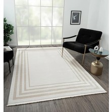Karmen Halı Elegance EG003A Krem Halı Bej Kenar Çerçeveli Modern Viskon Doğal Iplik Bambu Halı