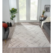 Karmen Halı Kaftan KF004G Gri Halı Kabartma Desenli Akrilik Halı Tozuaz Salon Halısı Yatak Odası Halısı Koridor