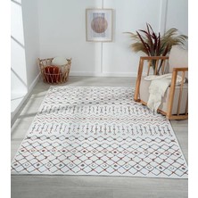 Karmen Halı Lenda LD002A Gri Kilim Renkli Detaylı Ince  Kaymaz Taban Makinada Yıkanabilir Salon Halı