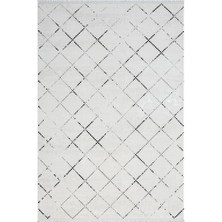 Karmen Halı Elegance Eg010a Beyaz Halı Geometrik Detaylı Modern Viskon Doğal Iplik Bambu Halı Tozu Az Salon Halı